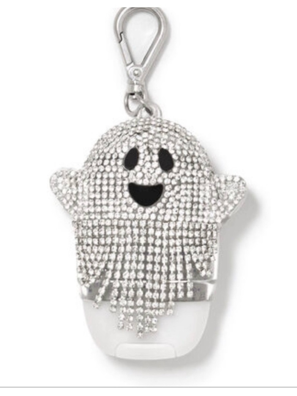 Bath & Body Works PocketBac Holder Ghost Silver Rhinestone Halloween Bling NWT
